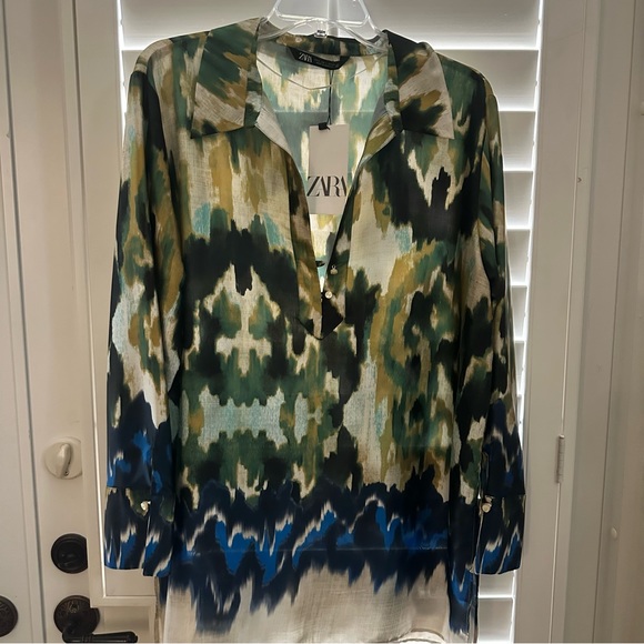 Zara V-Neck Tunic blouse long sleeve NWT - Picture 6 of 8